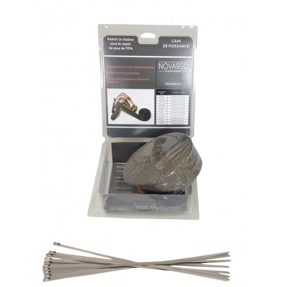 Pack ruban isolant échappement TITANIUM 50mm x 15 mètres avec 4 colliers