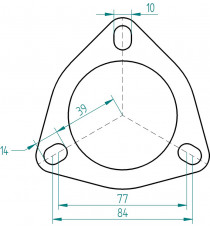 Joint échappement pour bride 3 trous 55, 57, 60.3, 63.5, 65mm