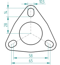 Joint échappement pour bride 3 trous 32, 35, 38 et 40mm